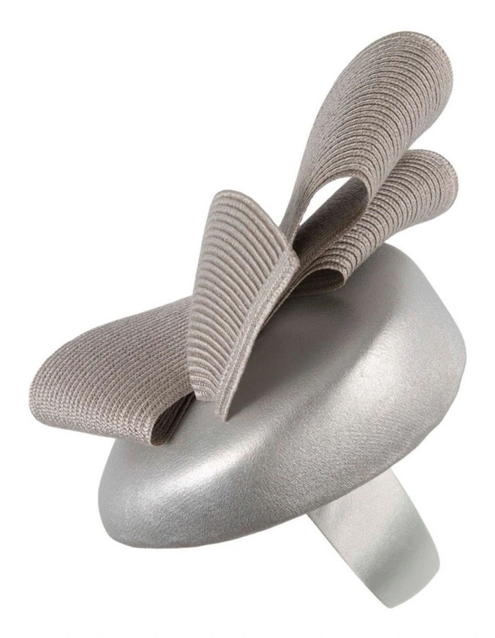 Silver leather pillbox fascinator by Fillies Collection S329S image 2