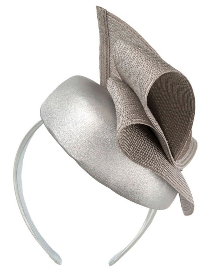 Silver leather pillbox fascinator by Fillies Collection S329S image 5