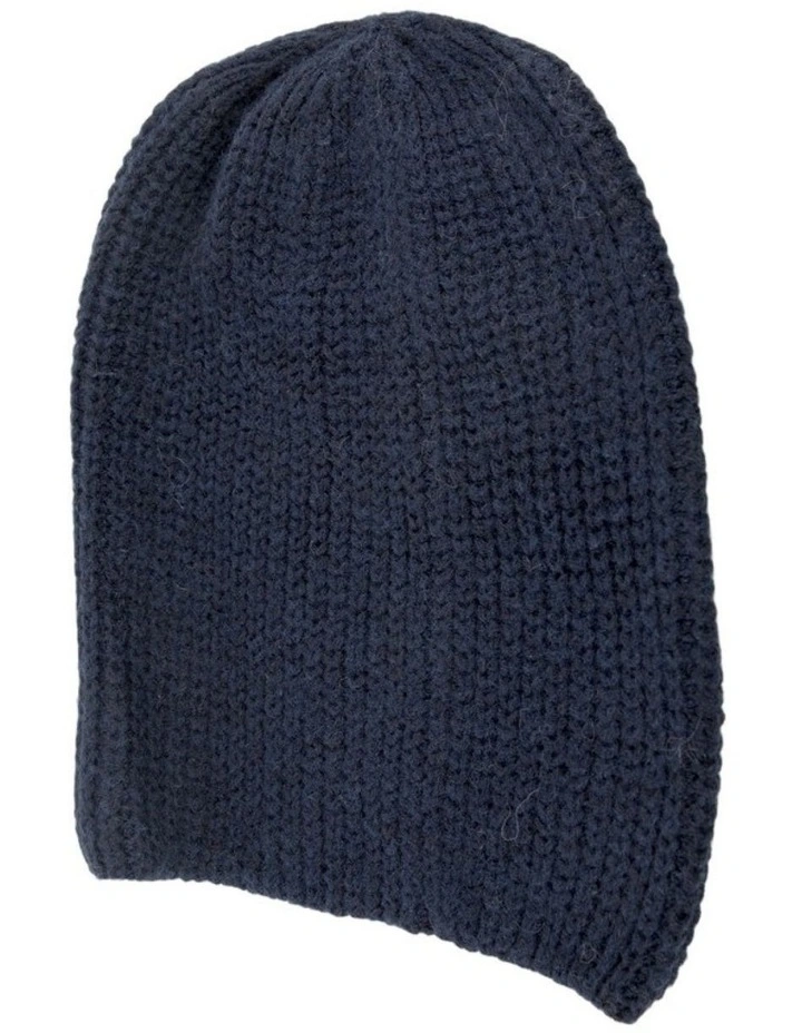Navy Angora Blend Slouchy Beanie  Made in Europe JR021N image 2