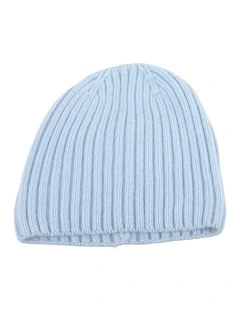 Light Blue Angora Blend Ribbed Beanie  Made in Europe JR020LBL