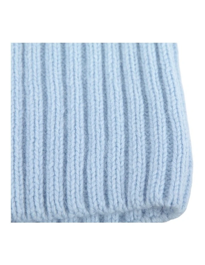 Light Blue Angora Blend Ribbed Beanie Made in Europe JR020LBL image 2