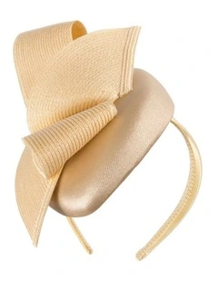 Gold leather pillbox fascinator by Fillies Collection S329GLD