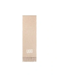 UGG Logo Cashmere Australian Wool Woven Scarf