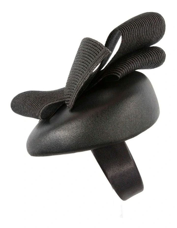 Black leather pillbox fascinator by Fillies Collection S329B image 2