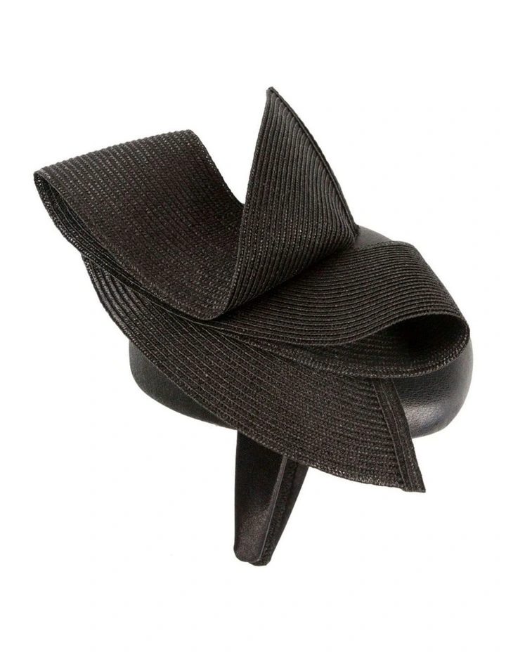 Black leather pillbox fascinator by Fillies Collection S329B image 3