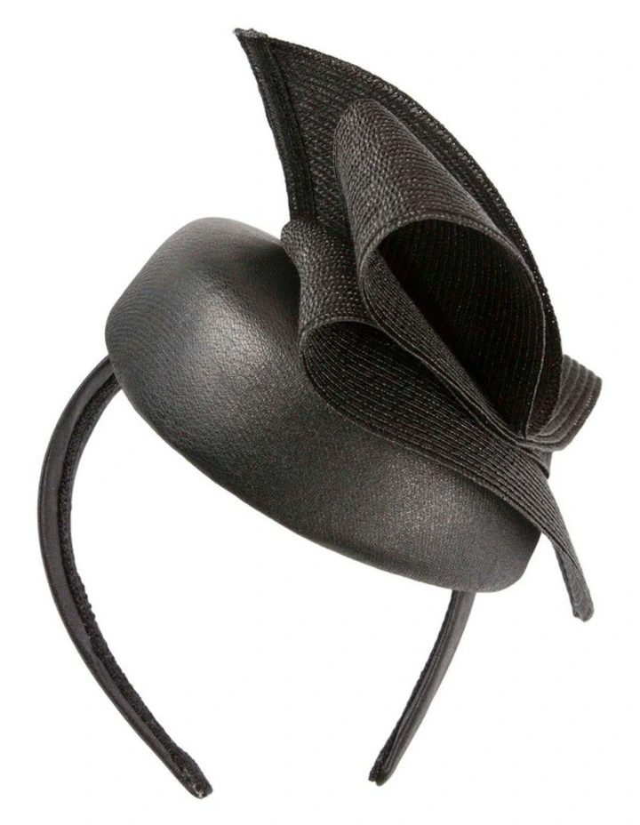 Black leather pillbox fascinator by Fillies Collection S329B image 5