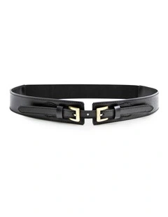 London Fog Leather Waist Belt in Black