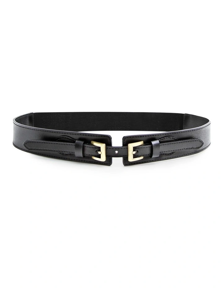 London Fog Leather Waist Belt in Black image 1