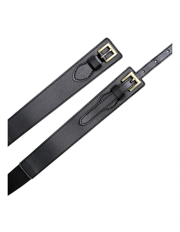 London Fog Leather Waist Belt in Black image 3