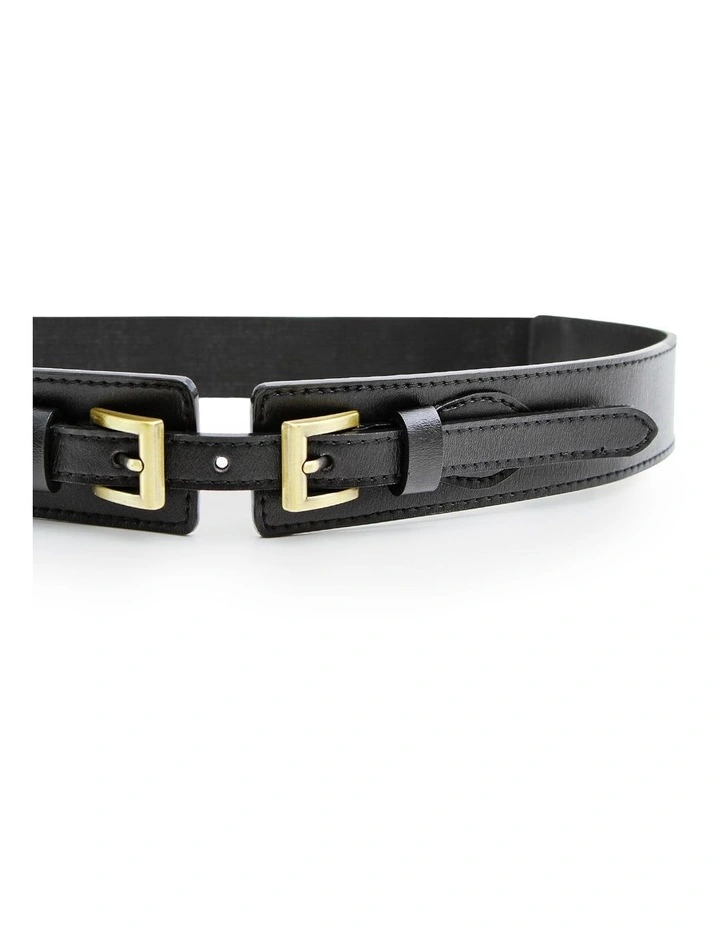 London Fog Leather Waist Belt in Black image 5