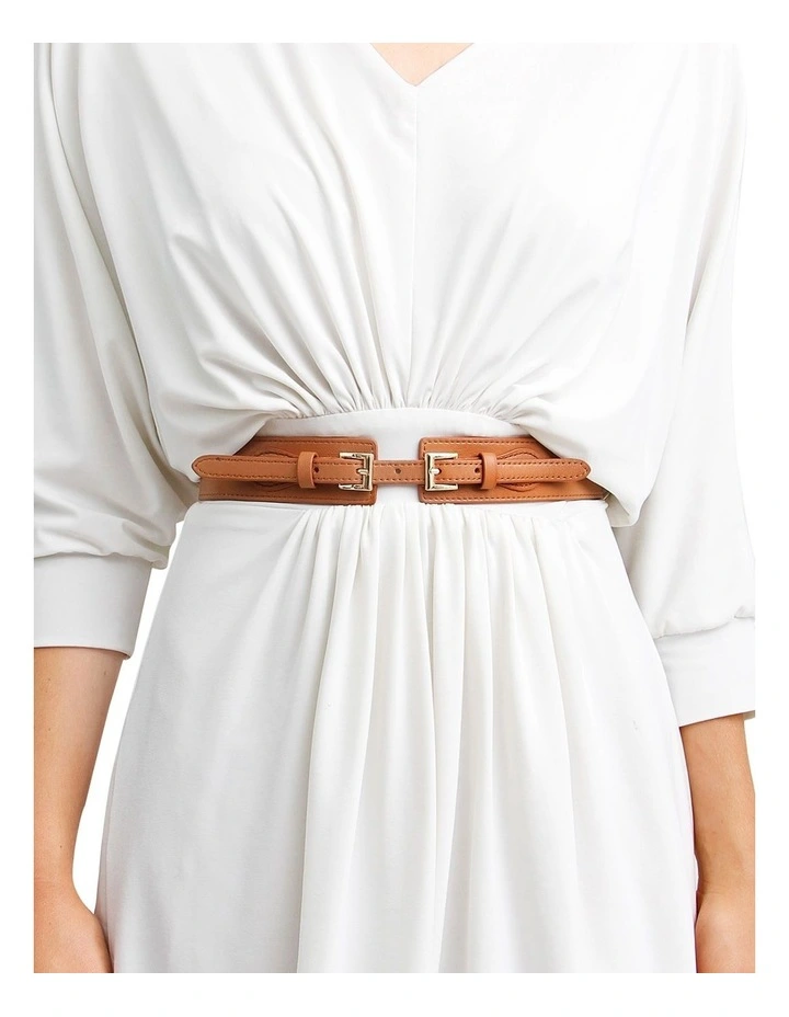 London Fog Leather Waist Belt in Brown image 2