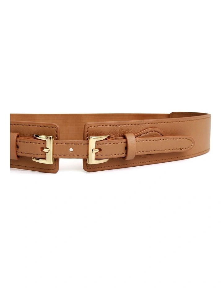 London Fog Leather Waist Belt in Brown image 5