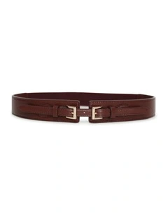 London Fog Leather Waist Belt in Burgundy