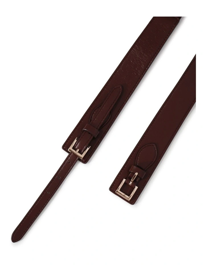 London Fog Leather Waist Belt in Burgundy image 4