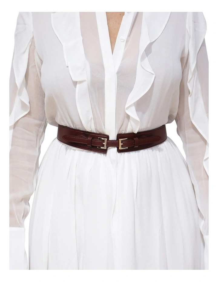 London Fog Leather Waist Belt in Burgundy image 5