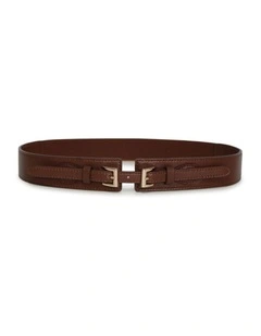 London Fog Leather Waist Belt in Chocolate