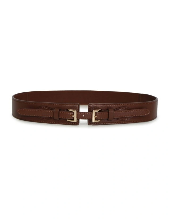 London Fog Leather Waist Belt in Chocolate image 1