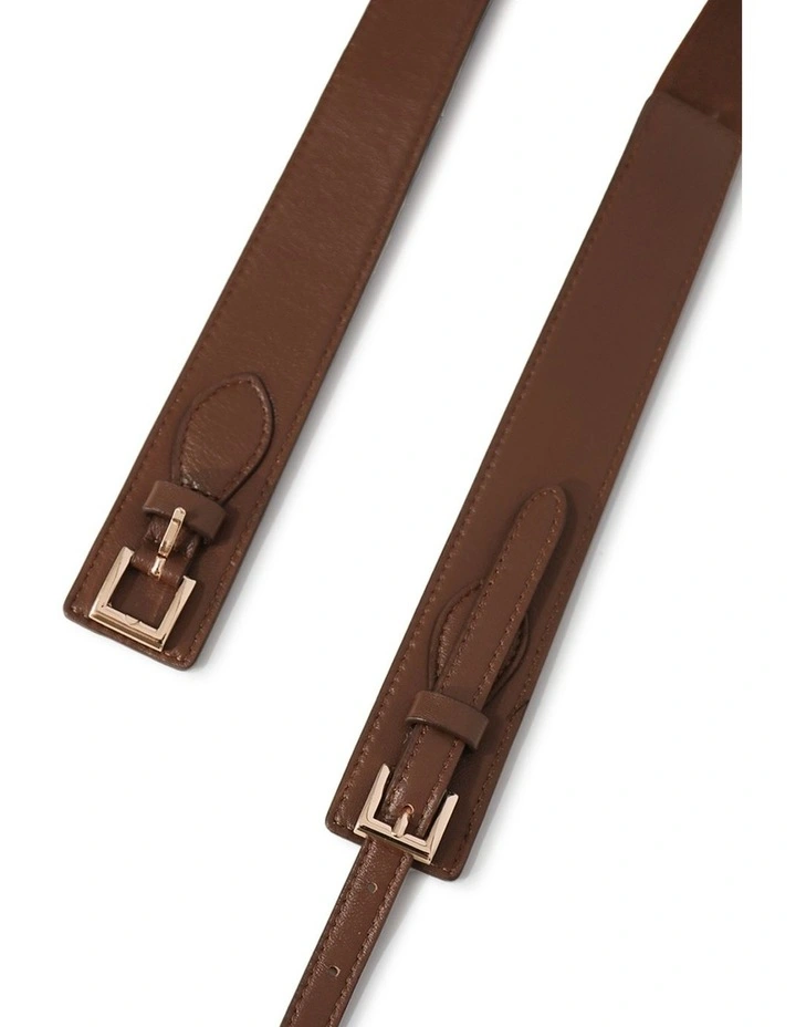 London Fog Leather Waist Belt in Chocolate image 3