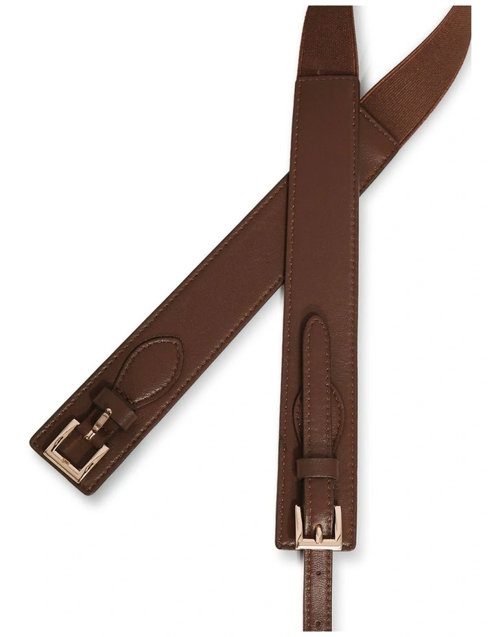 London Fog Leather Waist Belt in Chocolate image 4