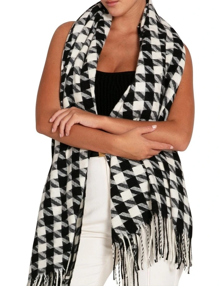 Return To Sender Houndstooth Scarf in Black/White image 2