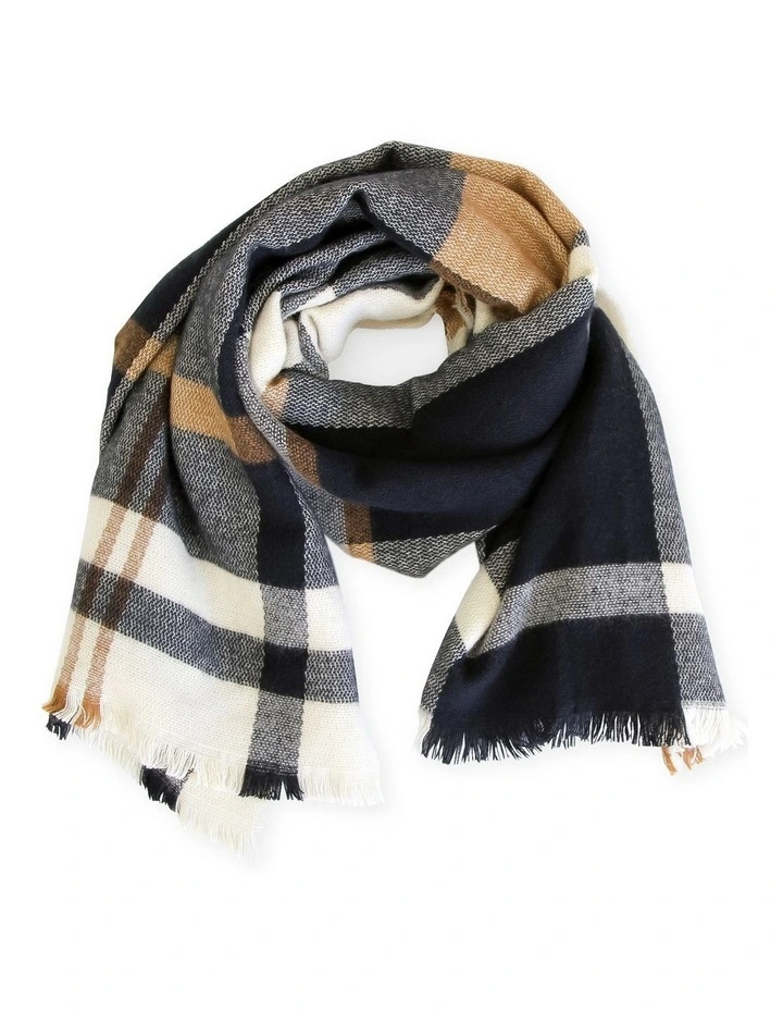 Staten Island Plaid Scarf in Navy image 1