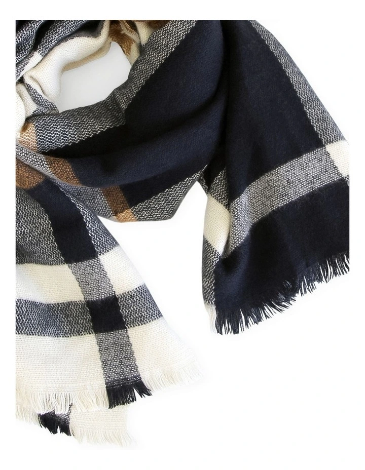 Staten Island Plaid Scarf in Navy image 2