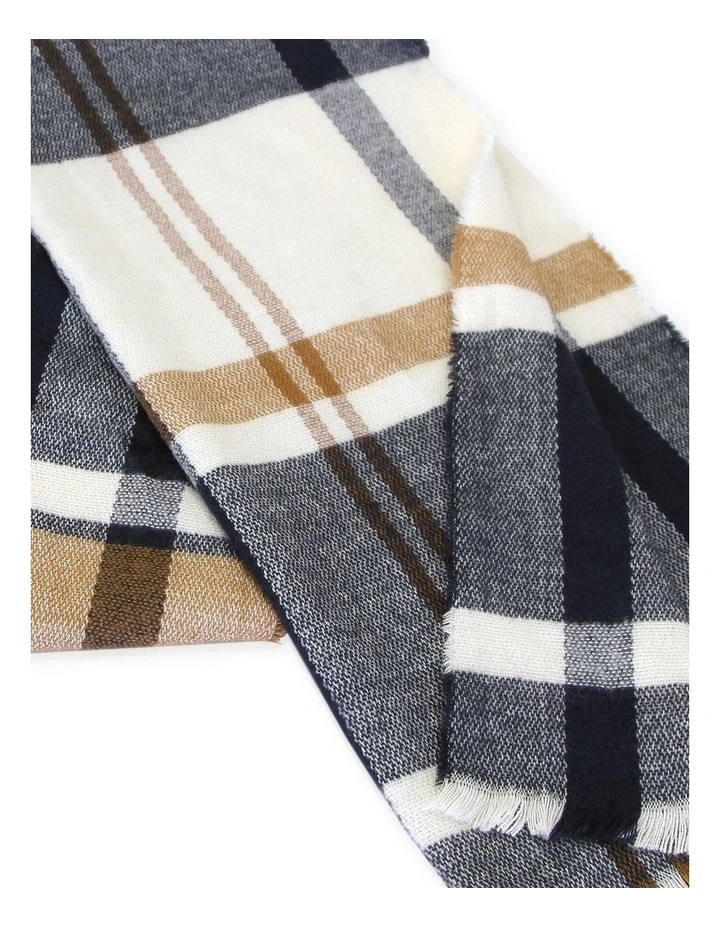 Staten Island Plaid Scarf in Navy image 3