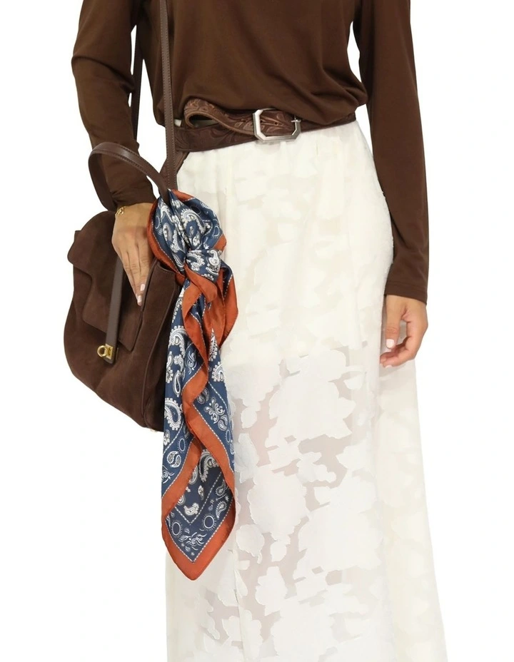 Library Romance Fashion Scarf in Navy/Rust image 3