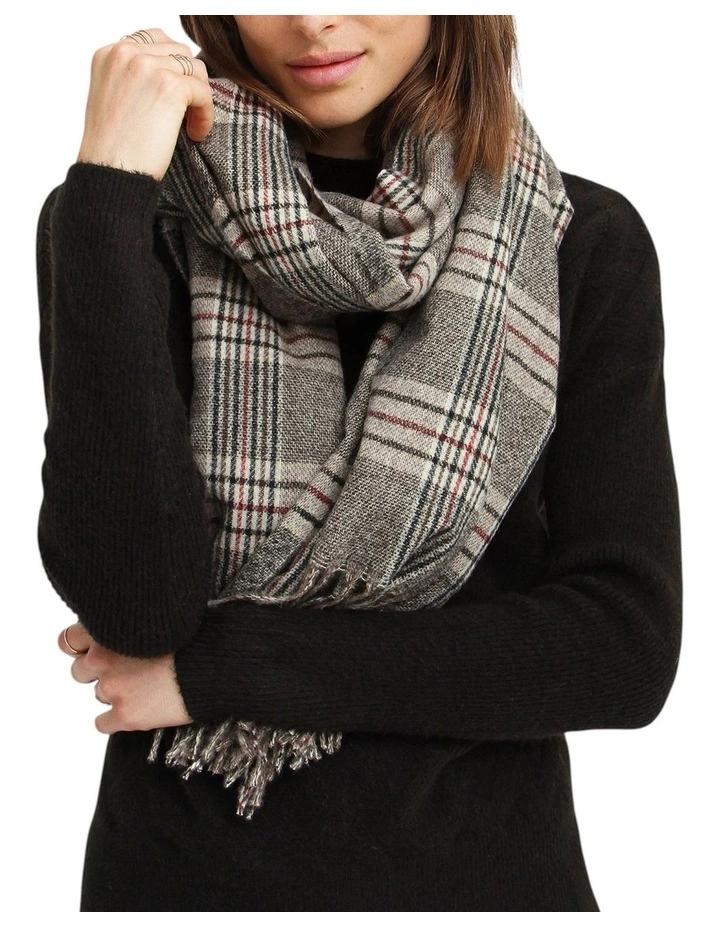Aspen Plaid Scarf in Military image 1