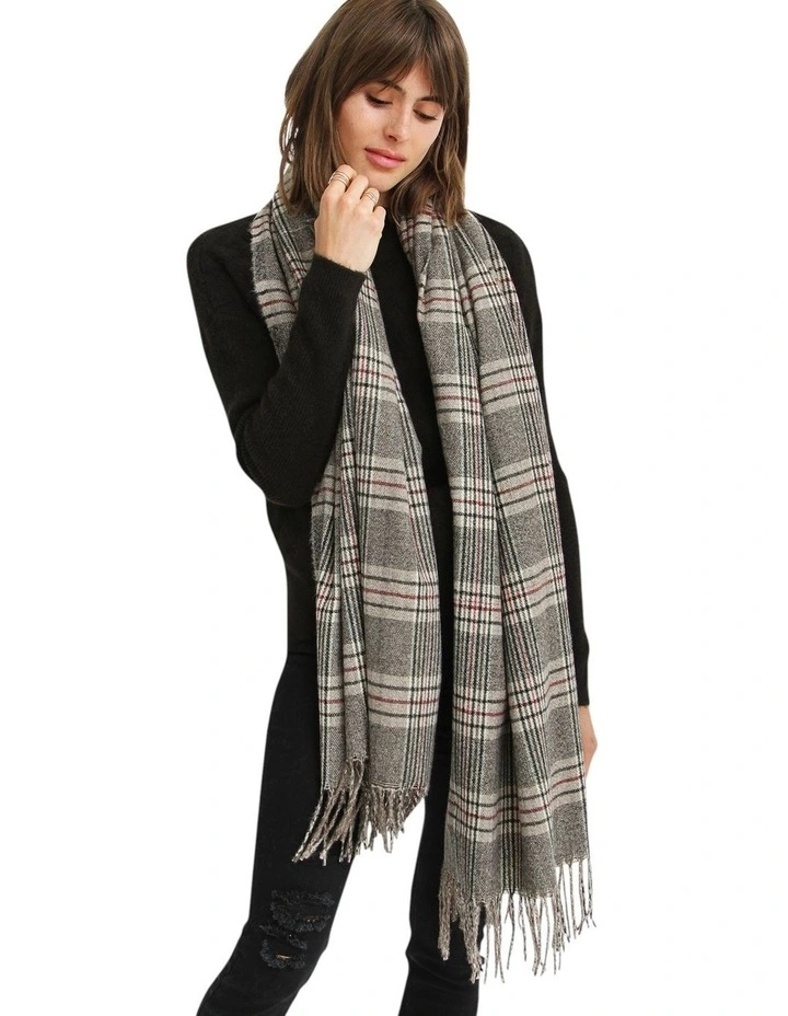 Aspen Plaid Scarf in Military image 5