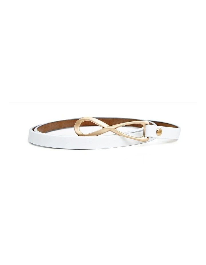 London Mood Leather Tie Belt in White image 2