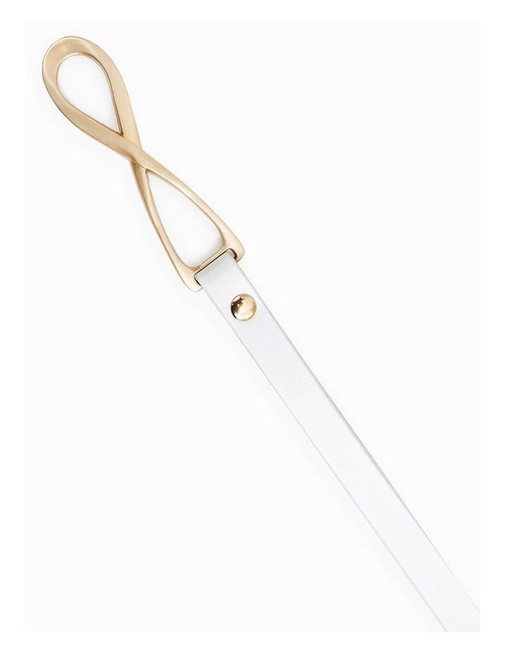 London Mood Leather Tie Belt in White image 3