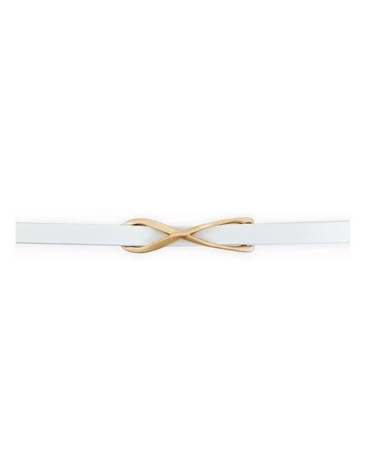 London Mood Leather Tie Belt in White image 4