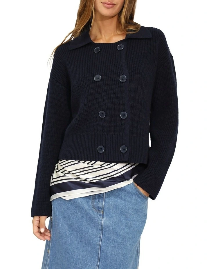 Labyrinth Fashion Scarf in Navy Stripe image 1