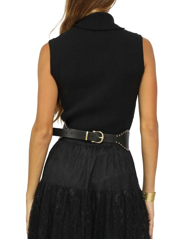 No Other Love Leather Studded Belt in Black image 2