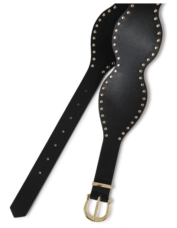 No Other Love Leather Studded Belt in Black image 3
