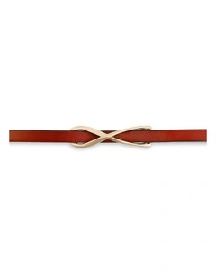 London Mood Leather Tie Belt in Brown