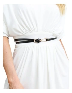 London Mood Leather Tie Belt in Black