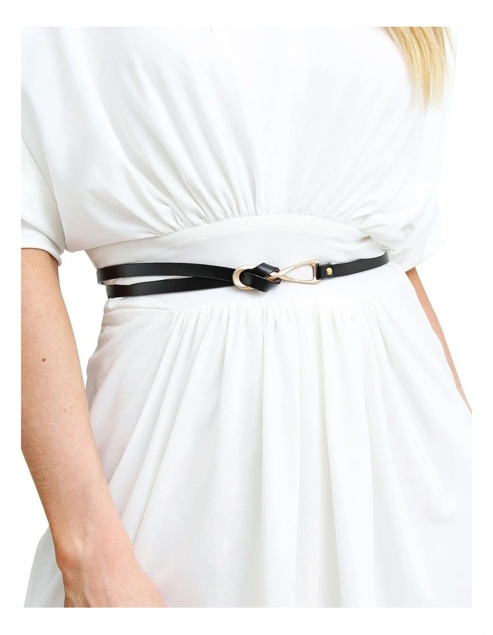 London Mood Leather Tie Belt in Black image 1
