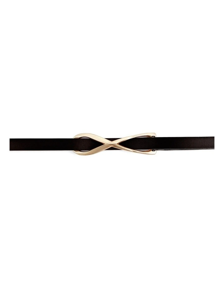 London Mood Leather Tie Belt in Black image 4