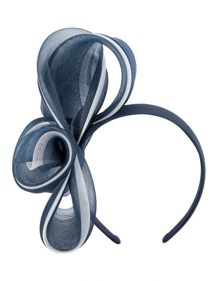 Navy & white crinoline bow fascinator by Fillies Collection S327NWHT image 1