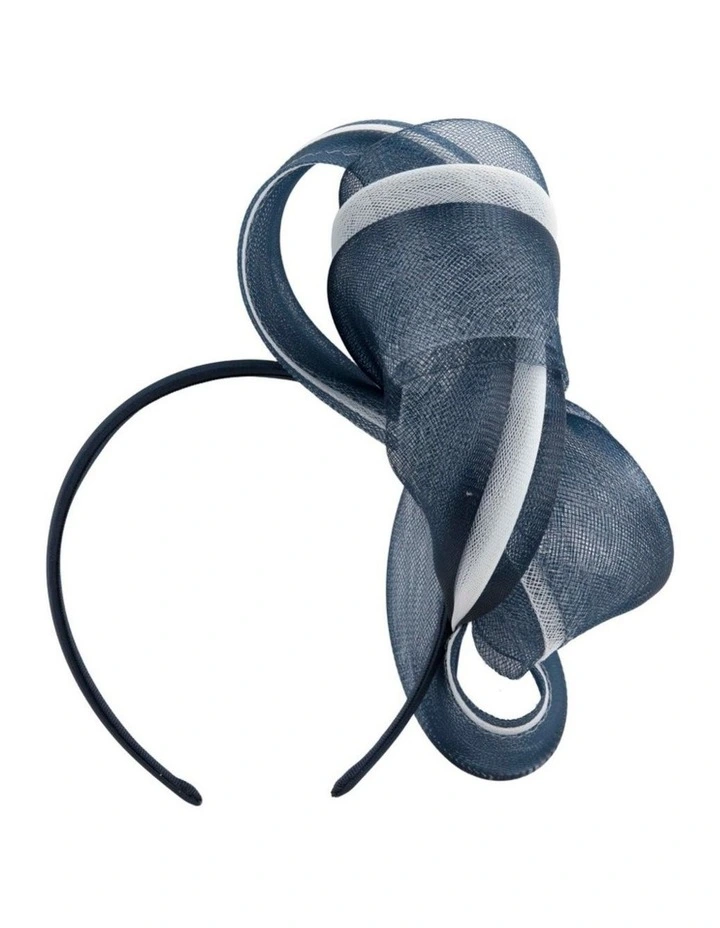 Navy & white crinoline bow fascinator by Fillies Collection S327NWHT image 3