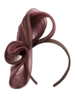 Wine & brown crinoline bow fascinator by Fillies Collection S327WBR