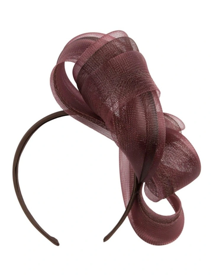 Wine & brown crinoline bow fascinator by Fillies Collection S327WBR image 3