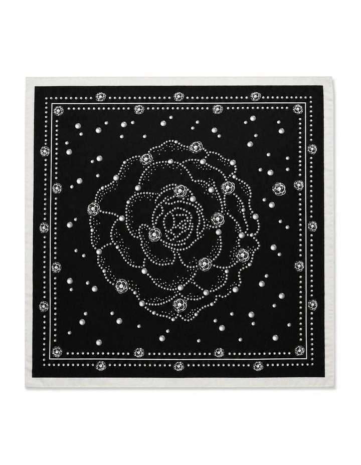 Aster Patterned Head Scarf - Black image 1