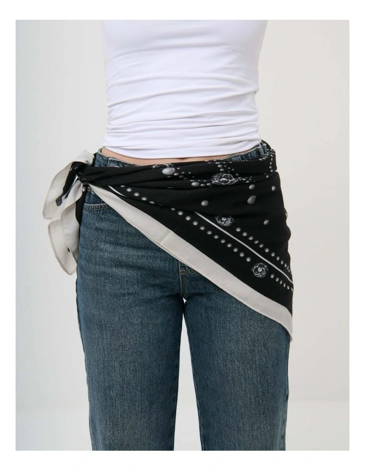 Aster Patterned Head Scarf - Black image 2