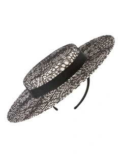 White & Black Lace Boater Hat by Max Alexander  Designed in Australia MA943_AWB