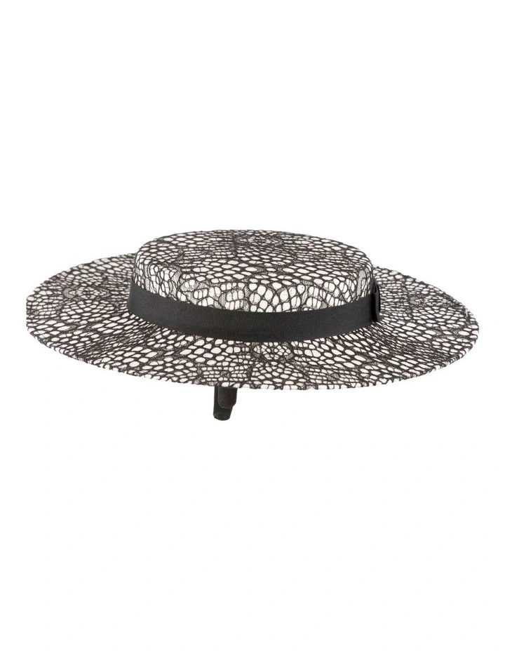White & Black Lace Boater Hat by Max Alexander Designed in Australia MA943_AWB image 2