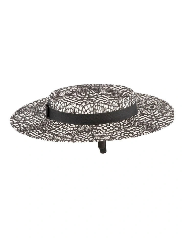 White & Black Lace Boater Hat by Max Alexander Designed in Australia MA943_AWB image 3