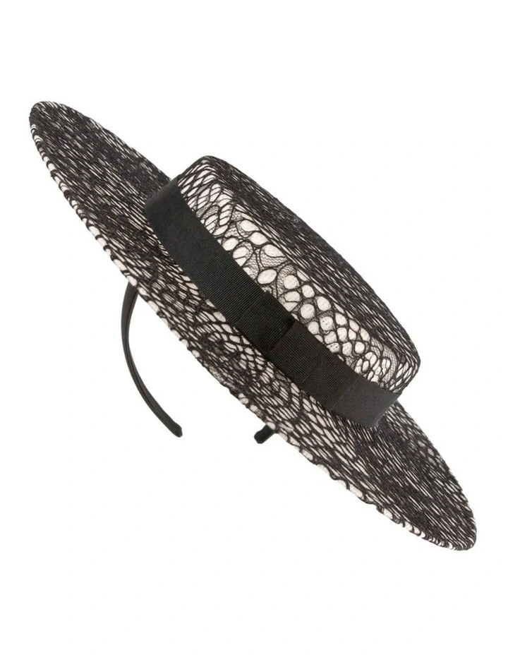 White & Black Lace Boater Hat by Max Alexander Designed in Australia MA943_AWB image 5